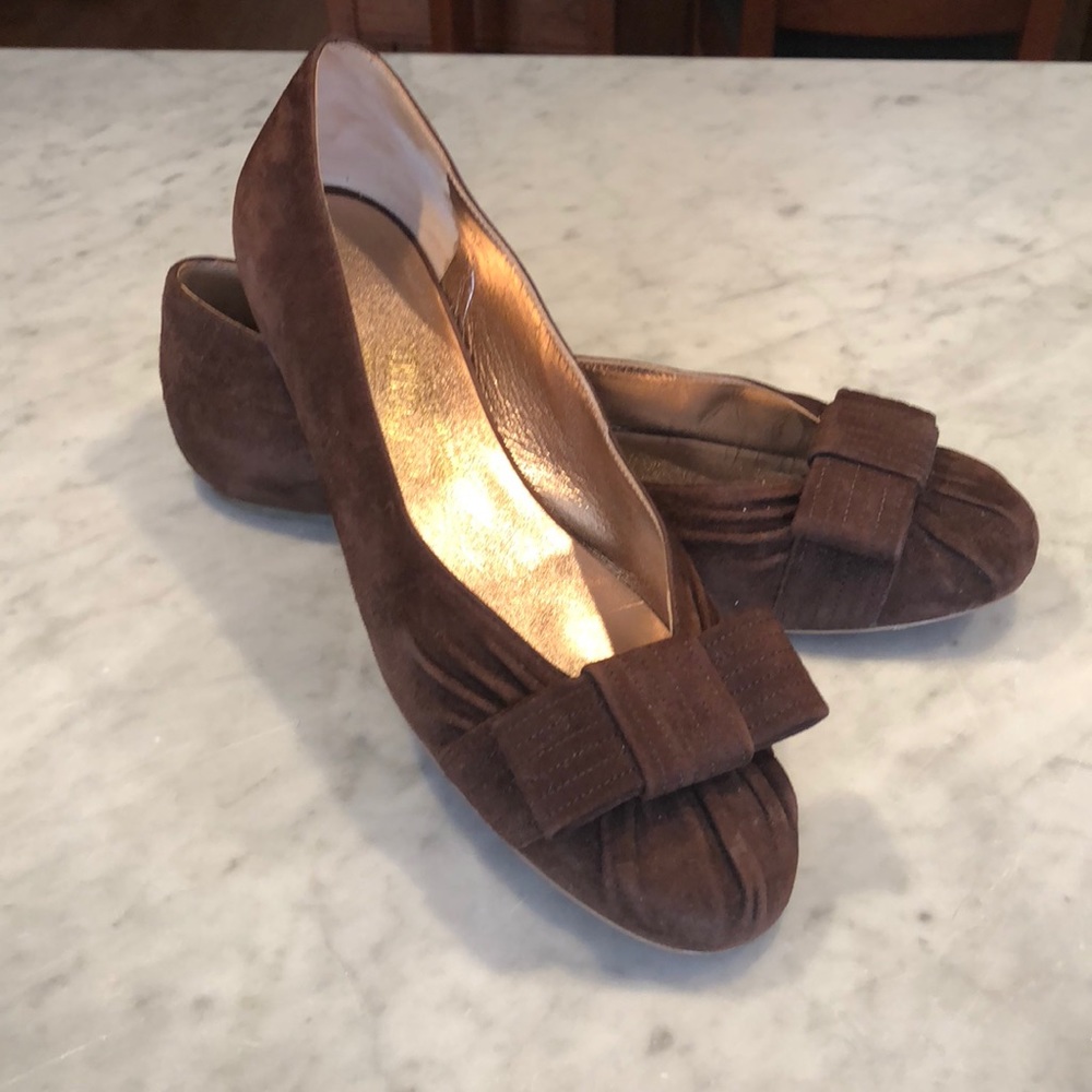 Brown suede Ferragamo flats 9.5